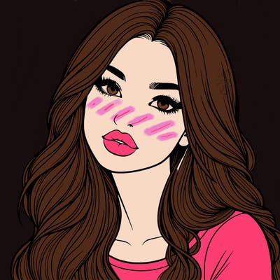 realistic girl with hair on her hair and lips