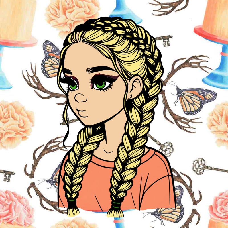 realistic girl with braids