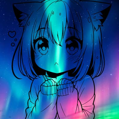 shy anime catgirl