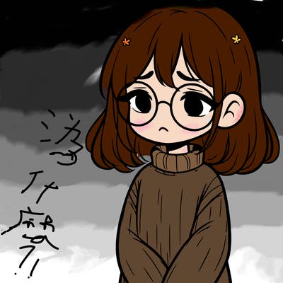 sad girl with glasses in a sweater