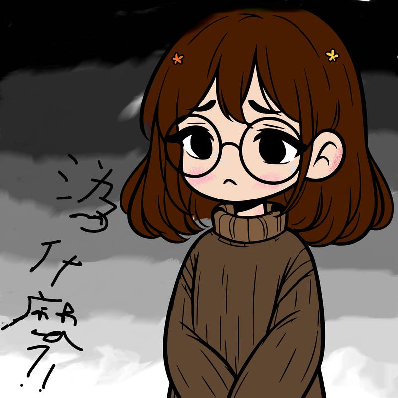 sad girl with glasses in a sweater