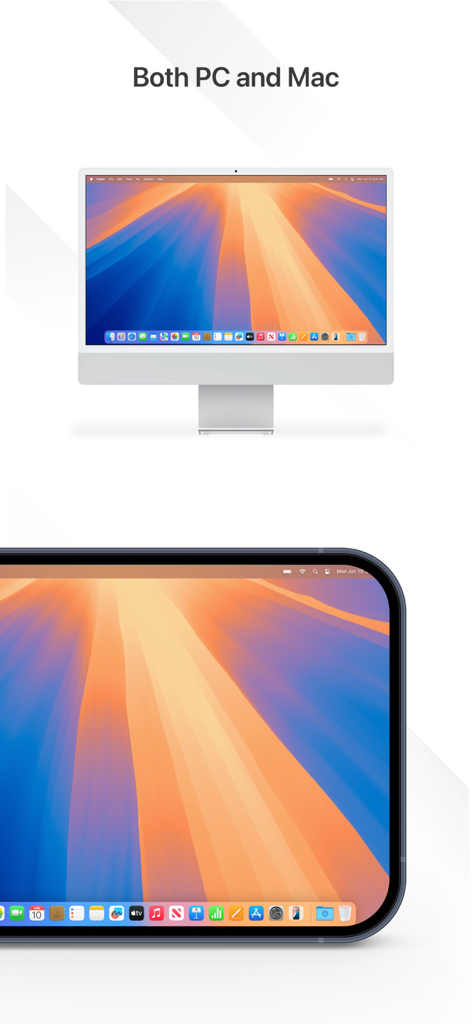Splashtop Personal for iPhone - Aplicativo Splashtop exibindo uma tela de área de trabalho do Mac espelhada em uma tela de iPhone