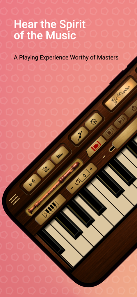 Recorder Sim - Digitale Blockflöten-Instrumentenoberfläche mit einem Klavier und professionellen Musikproduktionskontrollen.