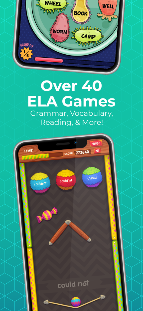 Un affichage de jeux éducatifs de langue et grammaire dans l'application ABCya.