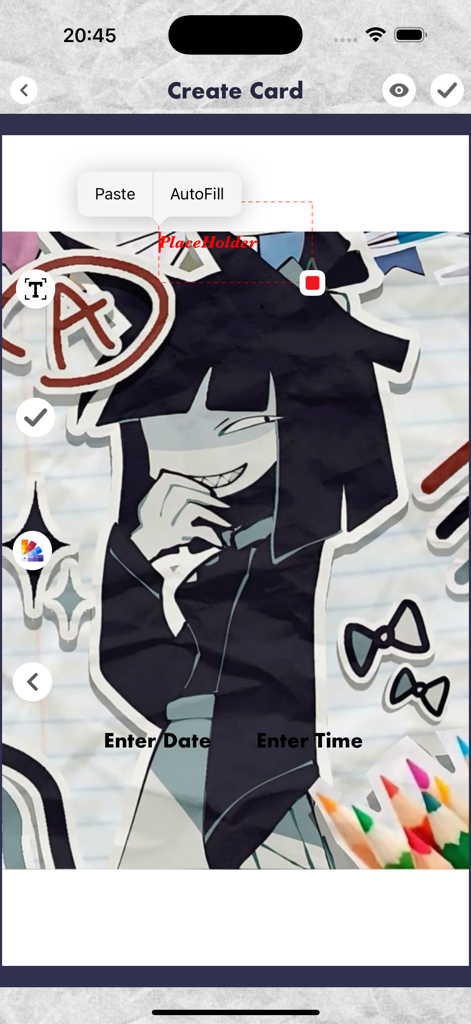 FPE OC Maker - FPE Stickers - User interface for creating a custom character card featuring Fundamental Paper Education style art and stickers