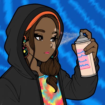 a realistic girl, spray painting