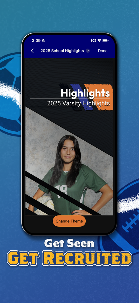 MatchCut Highlight Reel Maker - MatchCut app displaying a student athlete varsity highlight reel for recruitment