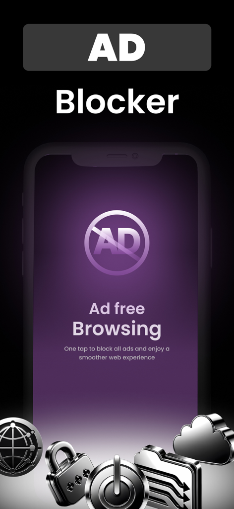 Onion TOR Browser: VPN+AdBlock - Interface do Navegador Onion TOR destacando o bloqueador de anúncios integrado para uma experiência de navegação sem anúncios