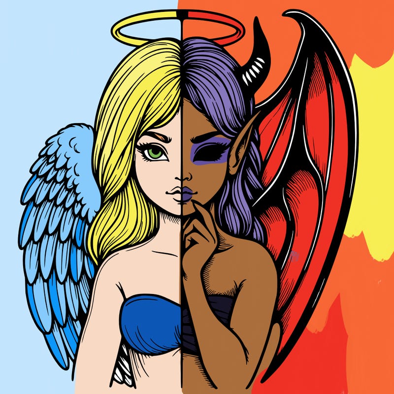 realistic angel half demon