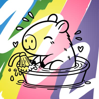 capybara taking a bath