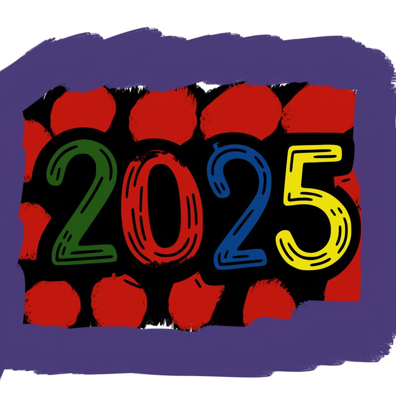 one line scrawled numbers sketch design “2025”