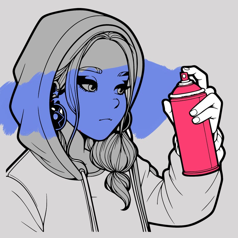 a realistic girl, spray painting