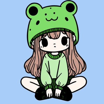a girl wearing a frog hat and some frog socks