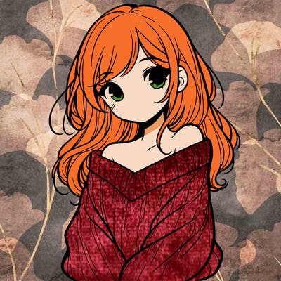 shy pretty girl wearing a sweater that is falling off one shoulder portrait