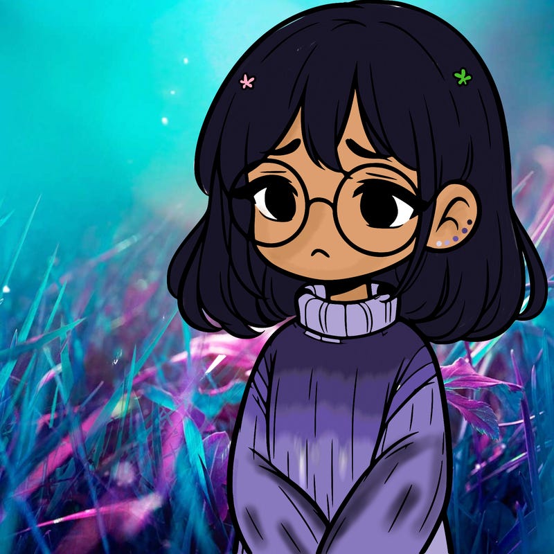 sad girl with glasses in a sweater