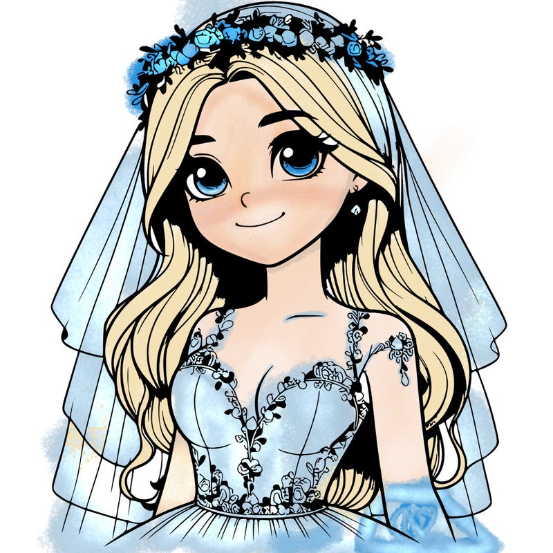realistic girl in a wedding dress