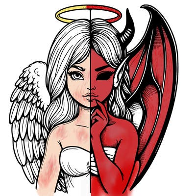 realistic angel half demon