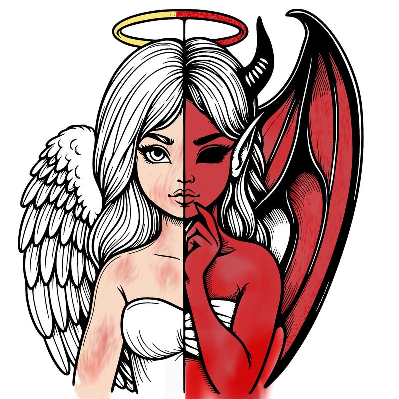 realistic angel half demon