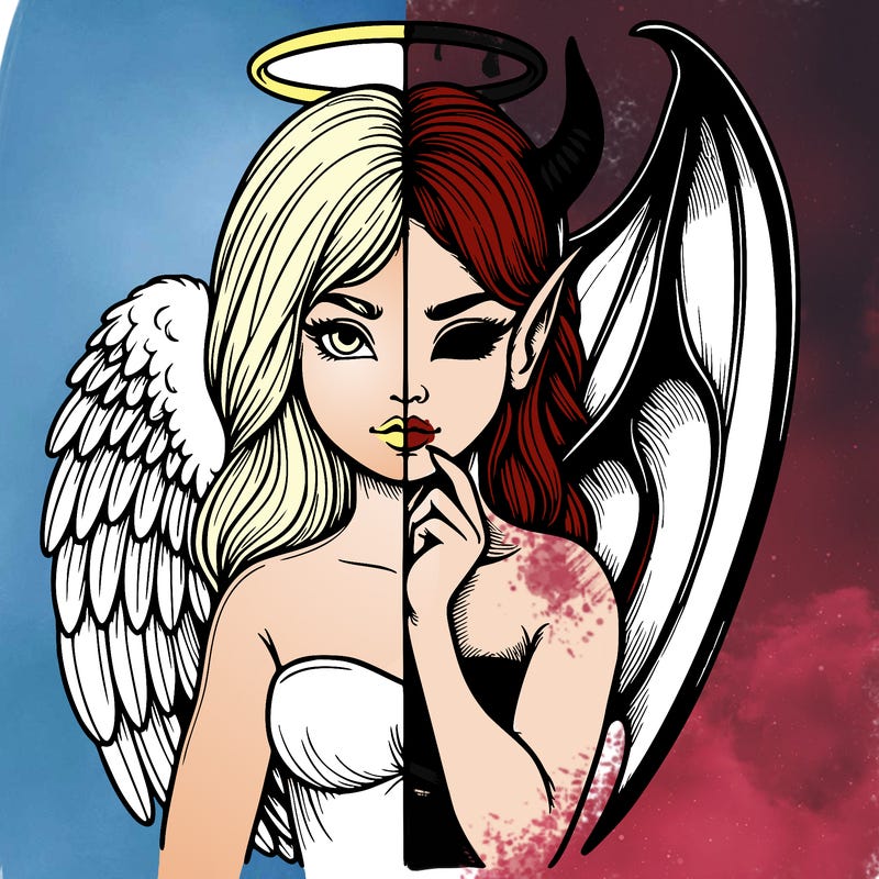 realistic angel half demon