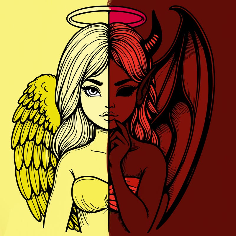 realistic angel half demon