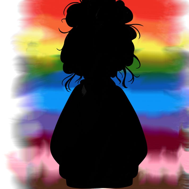 girl with baggy sweatshirt and messy bun