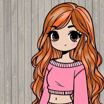 girl with long hair and a crop top with a sweater