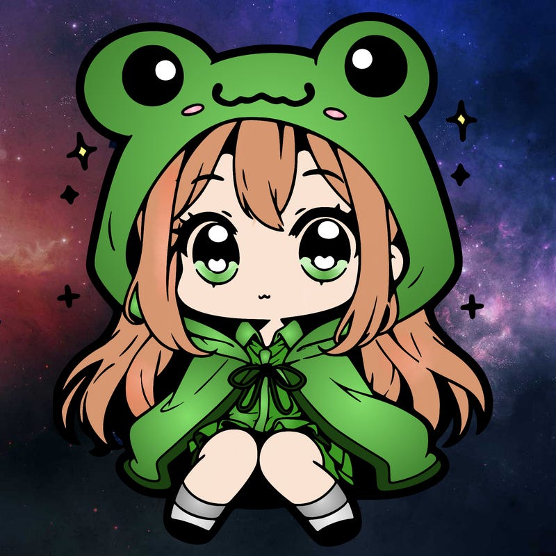 chibi girl with frog hoodie
