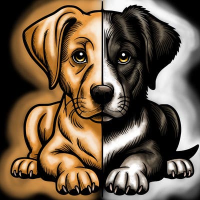 realistic dog split picture
