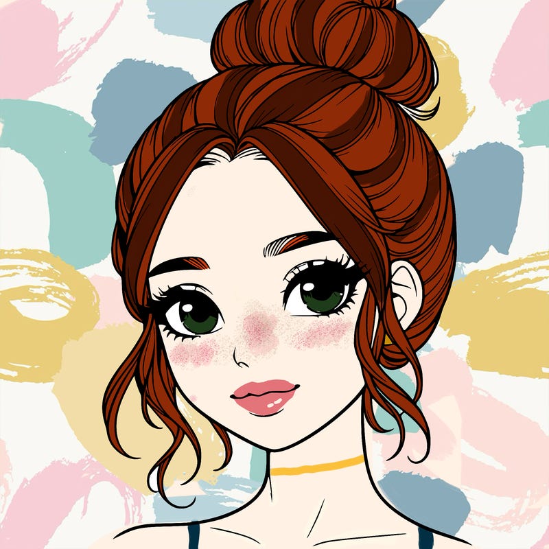 realistic pretty girl with hair in bun