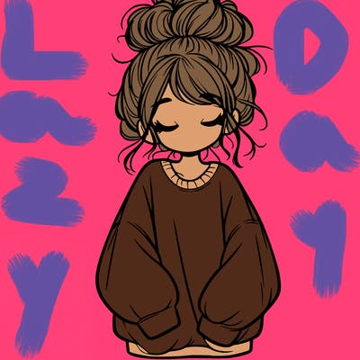 girl with baggy sweatshirt and messy bun