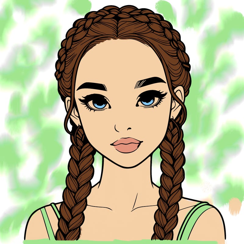 realistic girl with braids