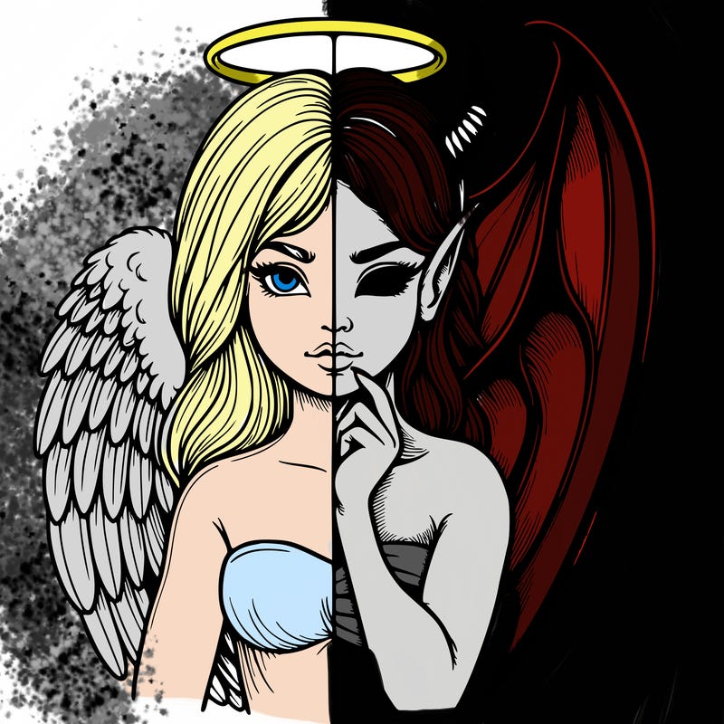 realistic angel half demon