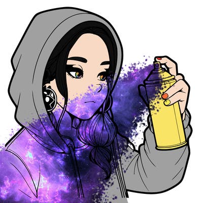 a realistic girl, spray painting