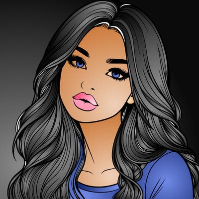 realistic girl with hair on her hair and lips