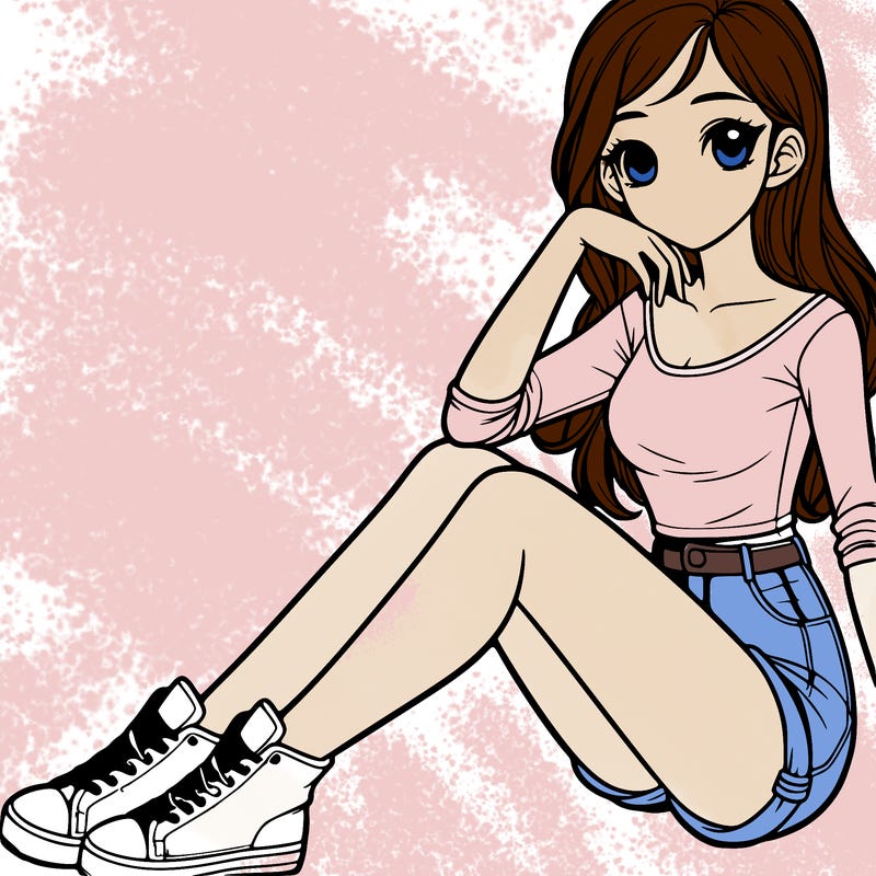 realistic girl sitting down