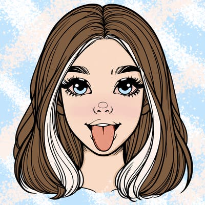 realistic girl with her tongue out