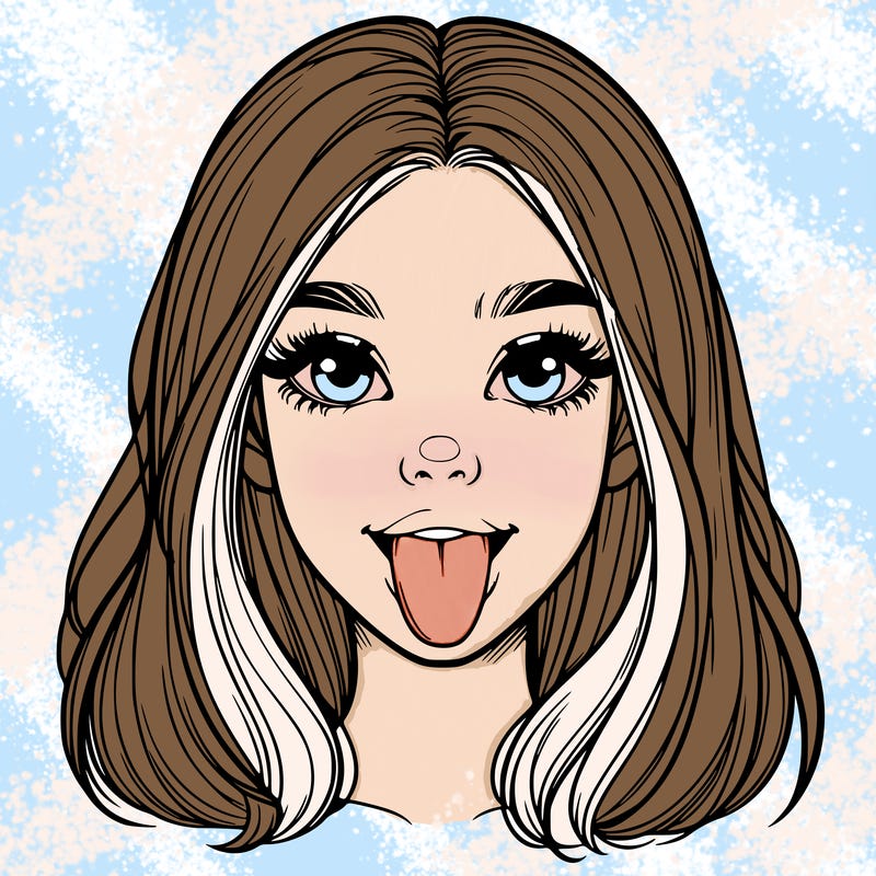 realistic girl with her tongue out