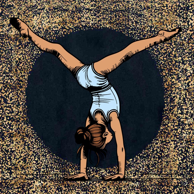 realistic gymnastic hand stand girl in four splits