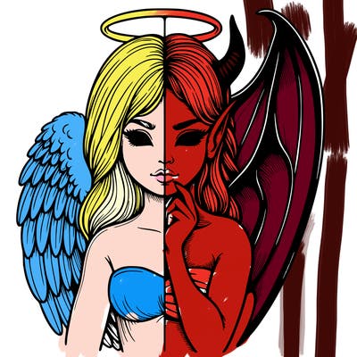 realistic angel half demon