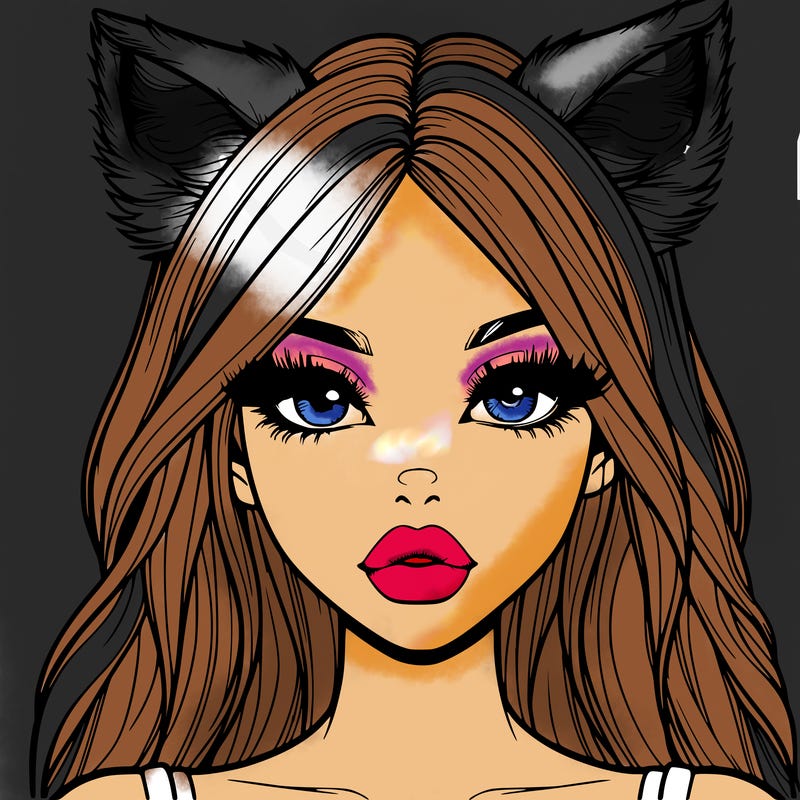 realistic girl with fox ears and realistic lips