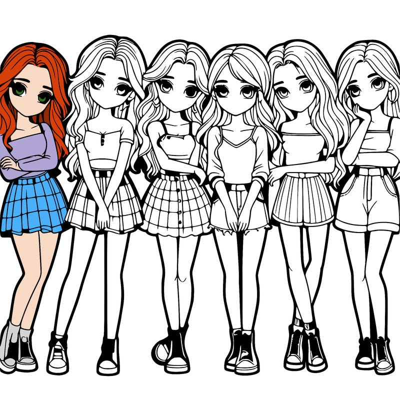 a group of girls realistic