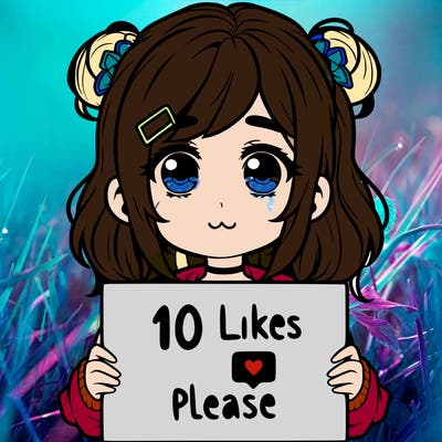 a girl with a sign saying 10 likes please