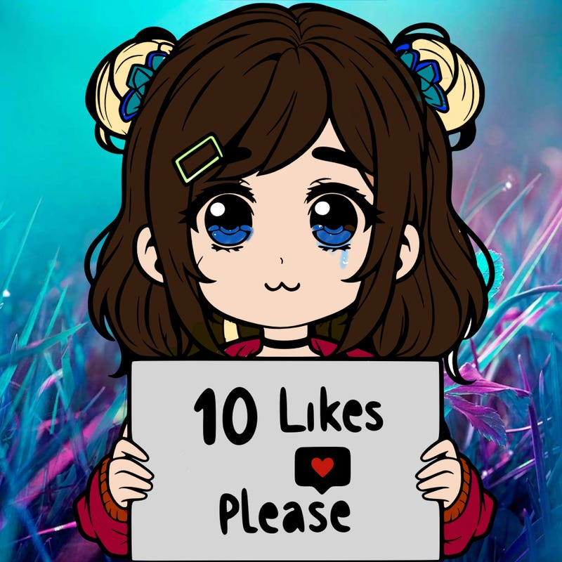 a girl with a sign saying 10 likes please