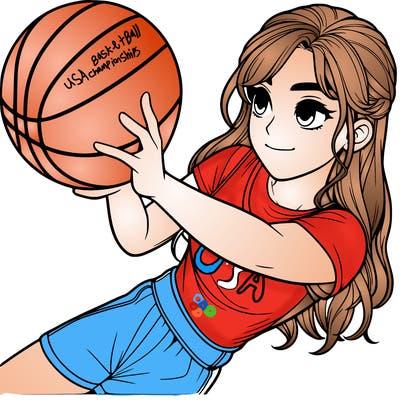 realistic girl playing basketball