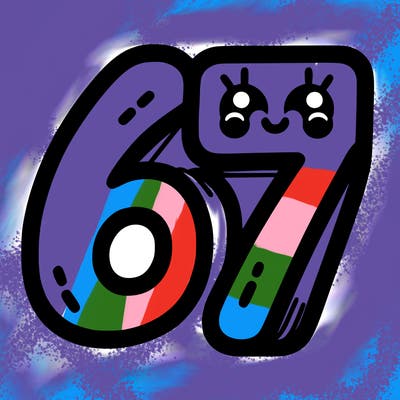 the numbers 67
