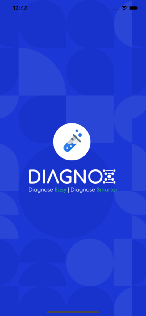 Urinox - Urinox medical app splash screen featuring the Diagnox logo and test tube icon