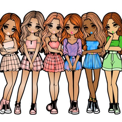 a group of girls realistic