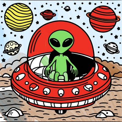 alien in a spaceship