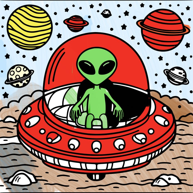 alien in a spaceship