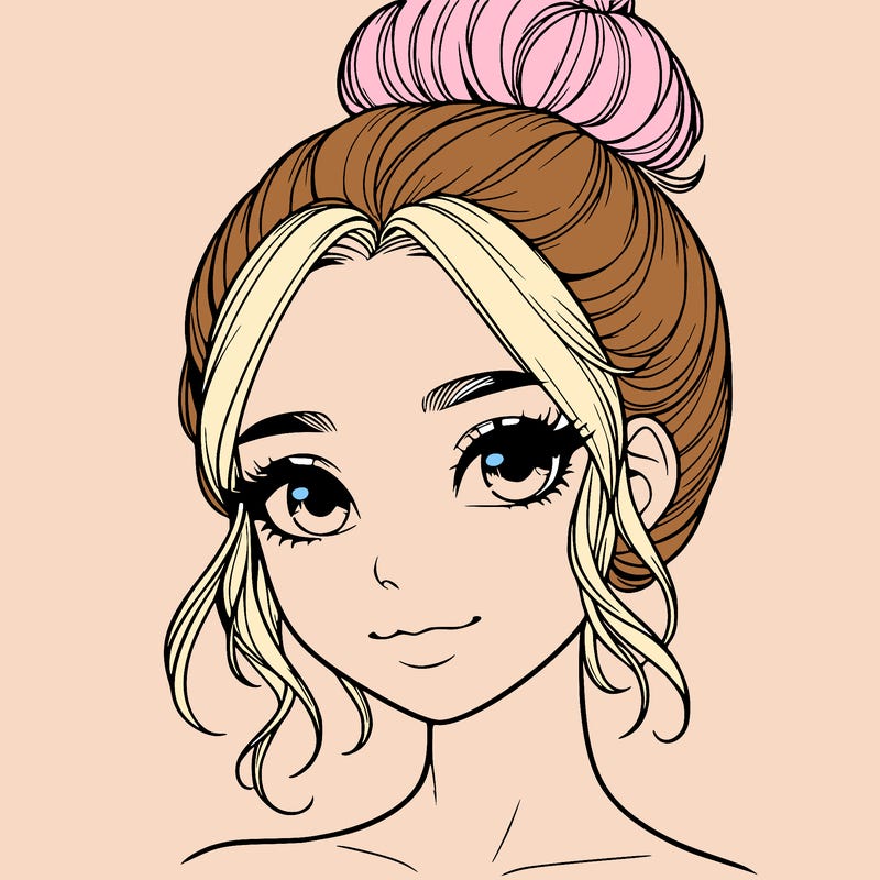 realistic pretty girl with hair in bun